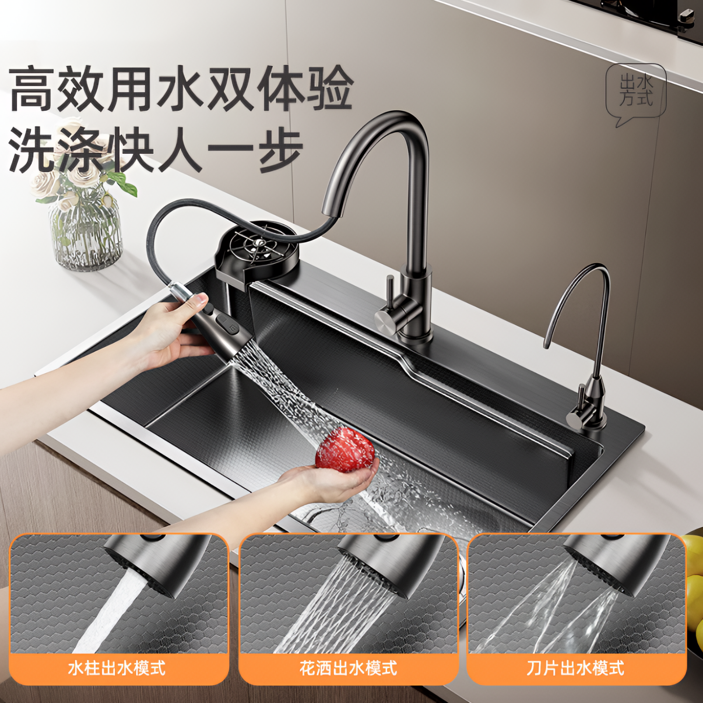 蜂窝压纹洗菜盆加厚SUS304不锈钢厨房水槽大单槽家用洗碗槽台下盆 - 图2