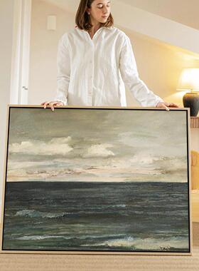 复古暖色调风景餐边柜装饰画法式中古风2026款客厅挂画壁画美拉德