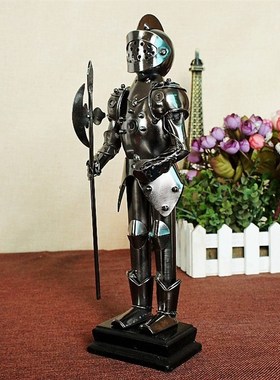 创意家居摆件欧式金属铁s艺武士战士骑士盾牌武士手握兵器工艺品