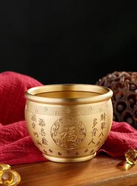 招米本色办公室大号聚财米缸聚宝盆缸工艺品对联黄铜中式客厅福字