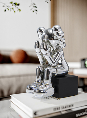 网红KWAS卡通考m斯艺术工艺品客厅落地电镀小雕塑软装饰品摆件