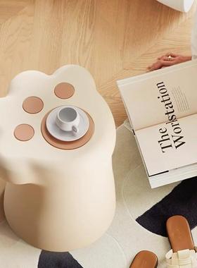 奶油风高级感猫爪茶几可爱小户型沙发旁边几现代简