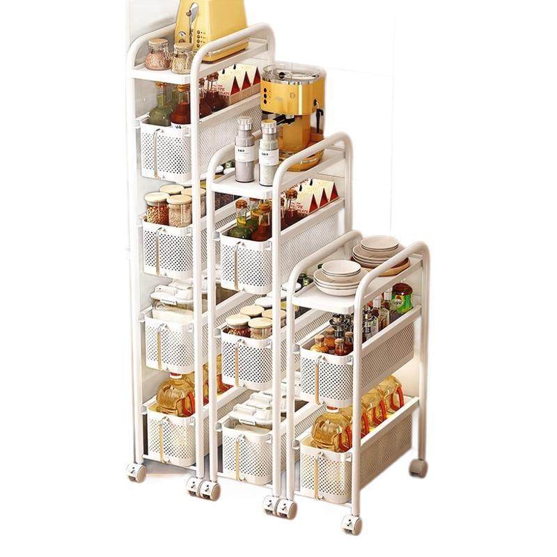 厨房夹缝置物架冰箱侧面抽拉小推车可移动卫生间窄缝隙落地收纳柜,淘宝优惠券,粉丝福利购,淘宝优惠卷