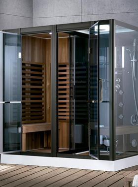 多种尺寸桑拿房家用汗蒸房干湿蒸汽房方形多功能整体淋浴房桑拿炉