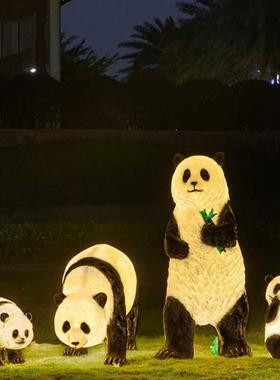 户外熊猫灯防水灯庭院灯景观灯公园装饰仿树脂庭院灯仿动物草坪灯
