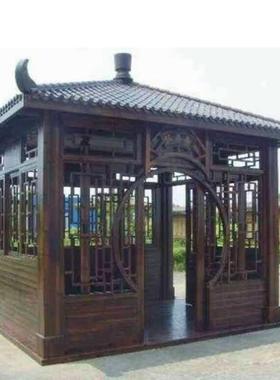 户外茶室木屋茅草屋凉亭休闲农家乐露营休息亭防腐凉亭子