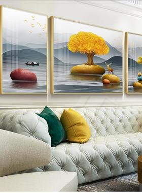 2020新款钻石画满钻客厅时来运转三联画餐厅点钻十字绣发财树麋鹿