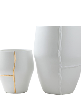 轻奢现代黑色描金花瓶摆件样板房售楼处玄关创Q意家居黑白花器摆