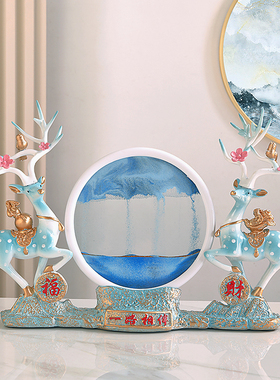极速客厅玄关酒柜电视鞋柜艺术流沙画招财鹿摆件R北欧现代结婚乔