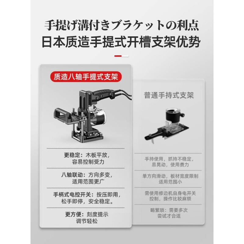 日本质造二合一连接件开槽器模具木工电动工具大全修边机机架神器-图3