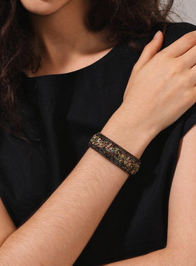 Filori波西米亚风水晶真皮手环女