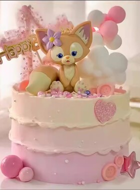 网红卡通儿童半翻糖玲娜贝儿女孩创意仿真生日蛋糕模型定制样品