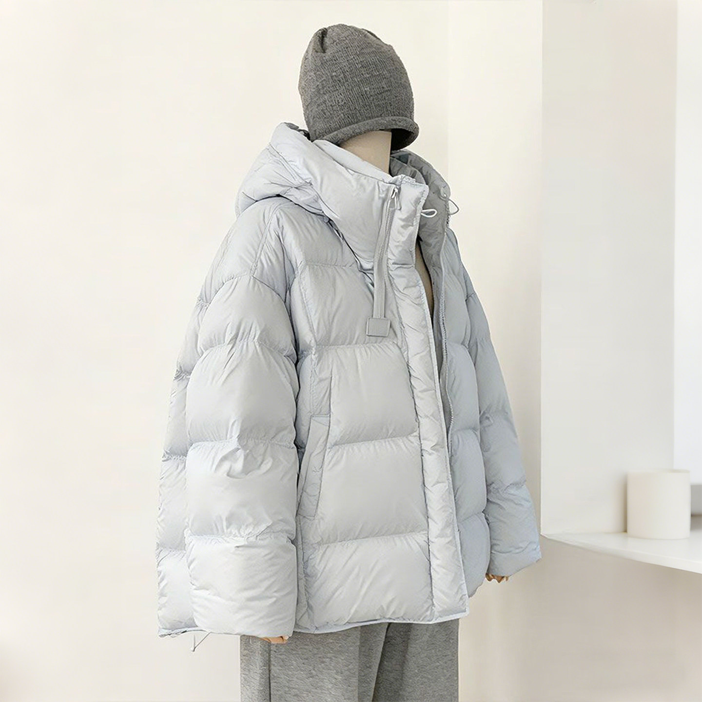 大码女装胖mm韩系高级感百搭灰色连帽棉服宽松加厚保暖棉袄外套潮,淘宝优惠券,粉丝福利购,淘宝优惠卷