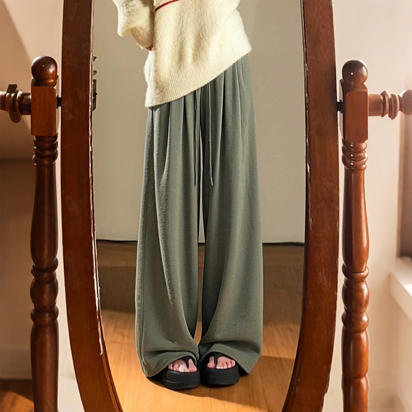 300斤大码女装胖mm韩式休闲风阔腿裤女高腰显瘦垂感百搭休闲裤子,淘宝优惠券,粉丝福利购,淘宝优惠卷