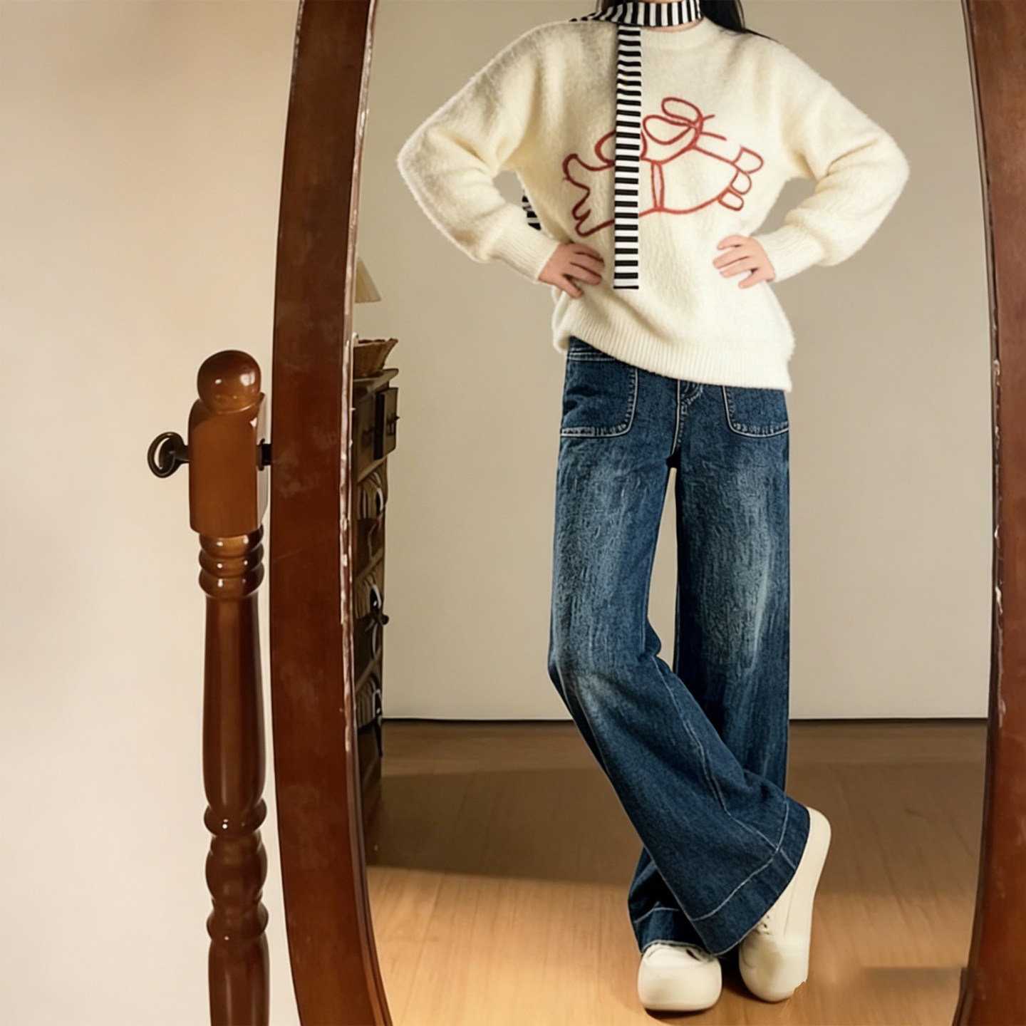 300斤大码女装胖mm设计感阔腿牛仔裤女高腰显瘦遮胯百搭直筒裤子,淘宝优惠券,粉丝福利购,淘宝优惠卷