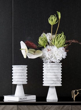 现代轻奢大理石花瓶花器样板房售A楼部客厅茶几餐桌餐边柜装饰摆