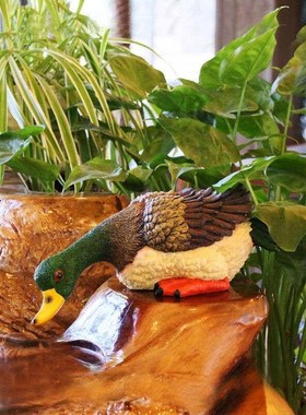 动物喝水鸭e子模型摆件花园庭院池塘水池假山鱼池装饰树脂雕塑白