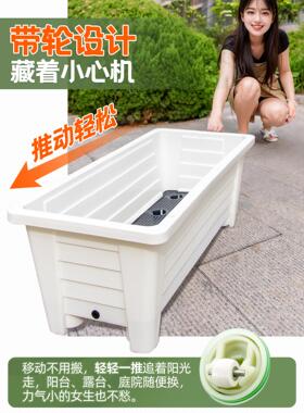 阳台种菜盆专用盆懒人自吸水蔬菜特大号塑料种植箱长方形高脚花盆
