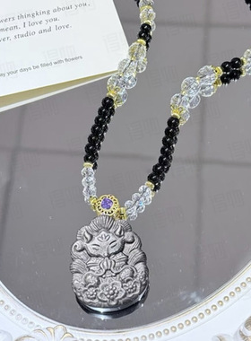 抖音小红书热销款天然银曜石将军狐梅花狐吊坠diy手牌毛衣链