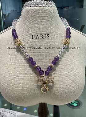 多款百搭万能扣珠链 紫水晶白水晶黄水晶绿幽灵DIY项链流苏毛衣