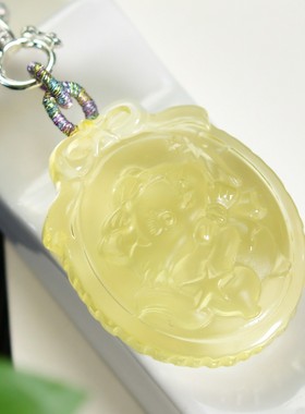 手工款小高货天然柠檬黄水晶宝宝狐项链毛衣链手工款守护纯洁爱情