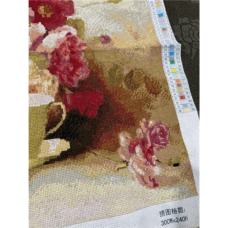 纯手工十字绣成品幸福的如花儿一样油画餐厅客厅植物花卉包邮