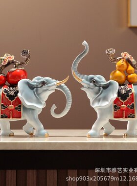 新中式柿子葫芦象摆件客厅玄关电视柜家居装饰品乔迁开业新居礼物
