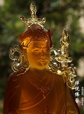 极速禅悦佛艺古法琉璃莲花生大士莲师佛像 家用摆件密宗Y佛像 高2