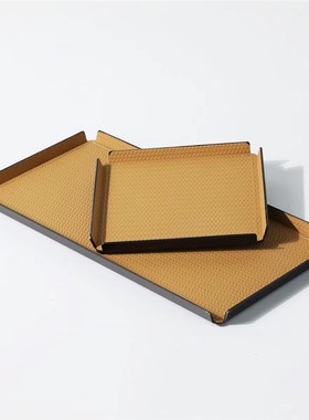 极速现代简约金属皮m革托盘置物盘软装饰品摆件样板间售楼处茶几