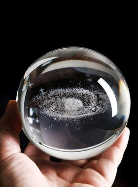 极速系透明白水晶球摆件  天体男女朋友生日礼物家居客.厅装饰圣