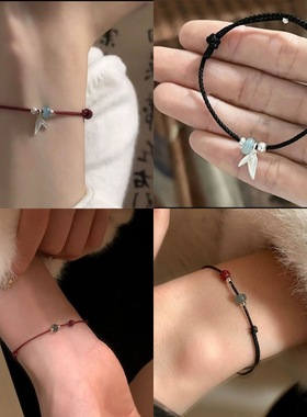 新款国风梅花编织手绳情侣手链百搭闺蜜手绳小众设计百搭手串