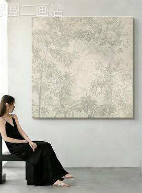绘意式现代极简挂画植物叶手肌理餐厅油画抽墙象简约背景装饰树画