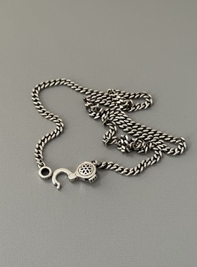 WANGWANGGA樱花六角花4mm情侣925纯银choker潮流情侣吊坠项链