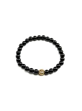 WANGWANG条纹金色珠珠合金黑玛瑙绿松石情侣复古潮流银手链手串