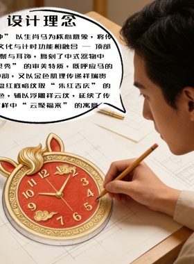 高颜值马年时钟中式生肖马挂钟家居装饰品客厅卧室创意挂饰摆件