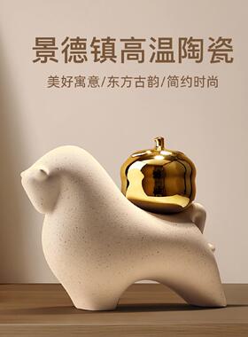 新中式马上有钱摆件客厅玄关家居办公室装饰品新房子乔迁开业礼物