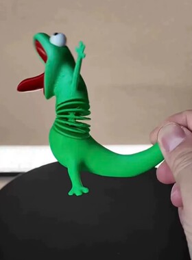 卡通风创意3D打印咆哮绿色蜥蜴周边手办玩偶桌面小摆件搞怪发疯