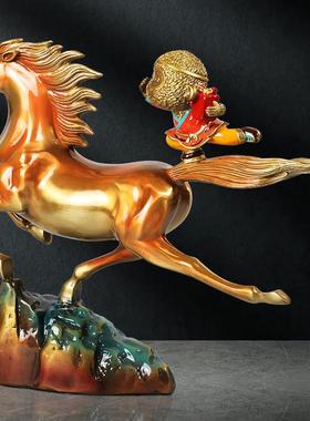 铜制马上封侯摆件马招财猴客厅玄关办公室摆设开业乔迁礼品发顺丰