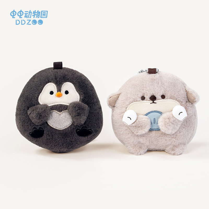 电电动物园企鹅水獭耳机包可爱零钱包毛绒挂件收纳包挂件生日礼物,淘宝优惠券,粉丝福利购,淘宝优惠卷