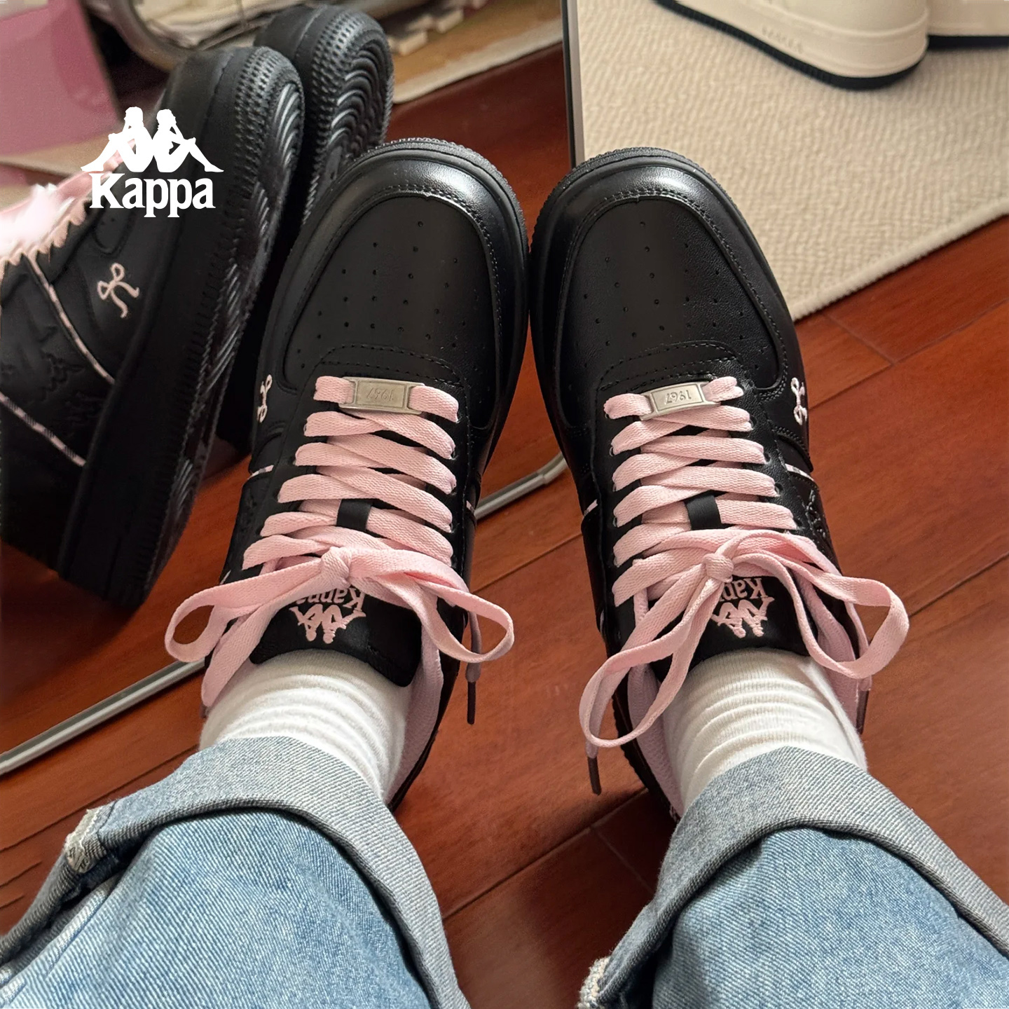 Kappa女鞋板鞋女款2025秋冬新款厚底百搭小白鞋学生休闲运动鞋子 - 图0