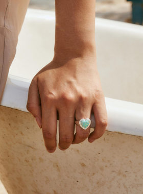 oups明星同款欧泊爱心指环耳环