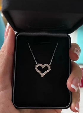 18K爱心满钻项链锁骨链