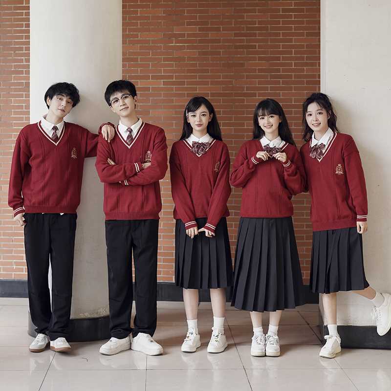 秋季韩版合唱演出服学院风毛衣班服套装高中生运动会初中学生校服