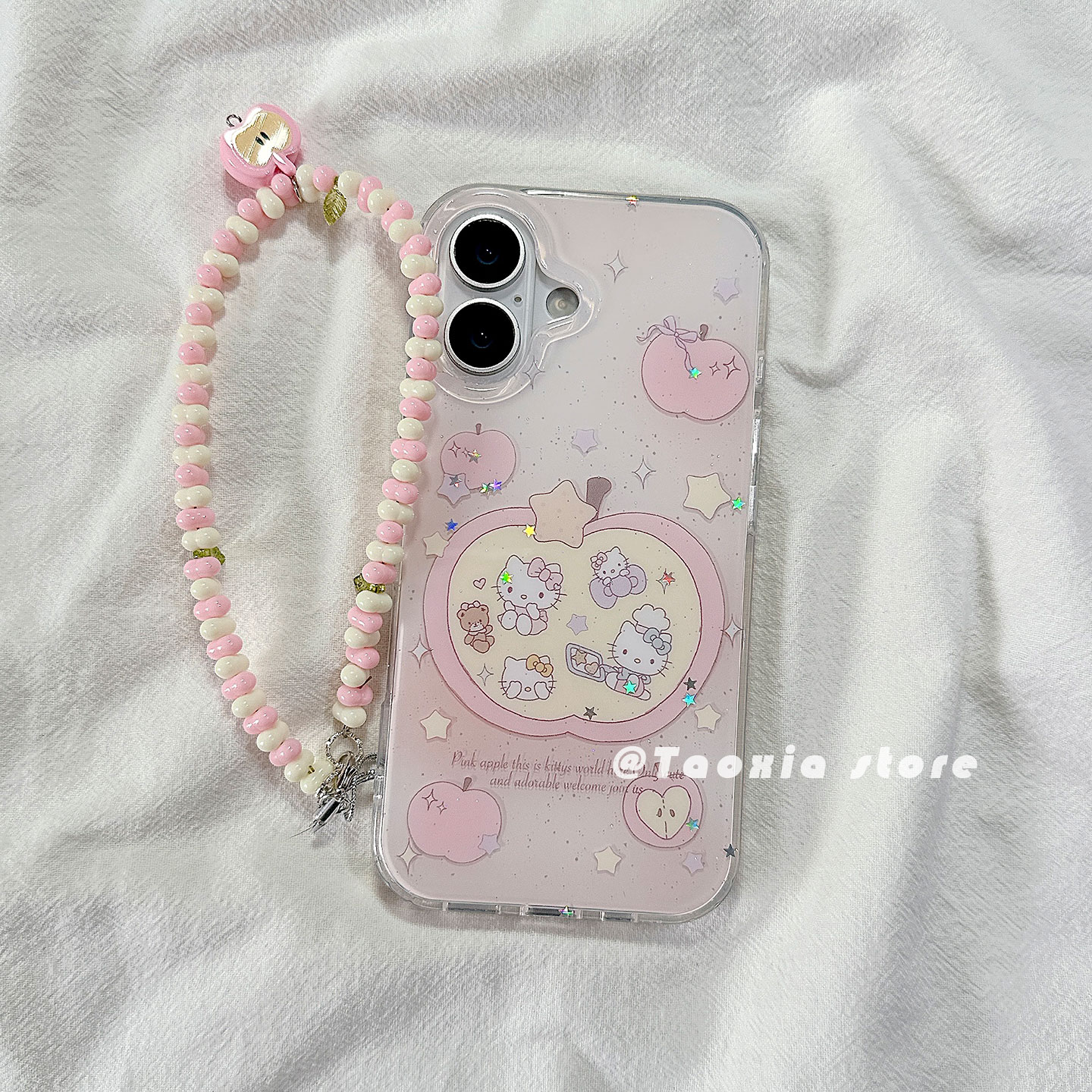 可爱粉苹果Kitty链条适用苹果手机壳iphone17promax高级感13/14卡通硅胶16Pr保护套15新款防摔全包边女款软壳 - 图1