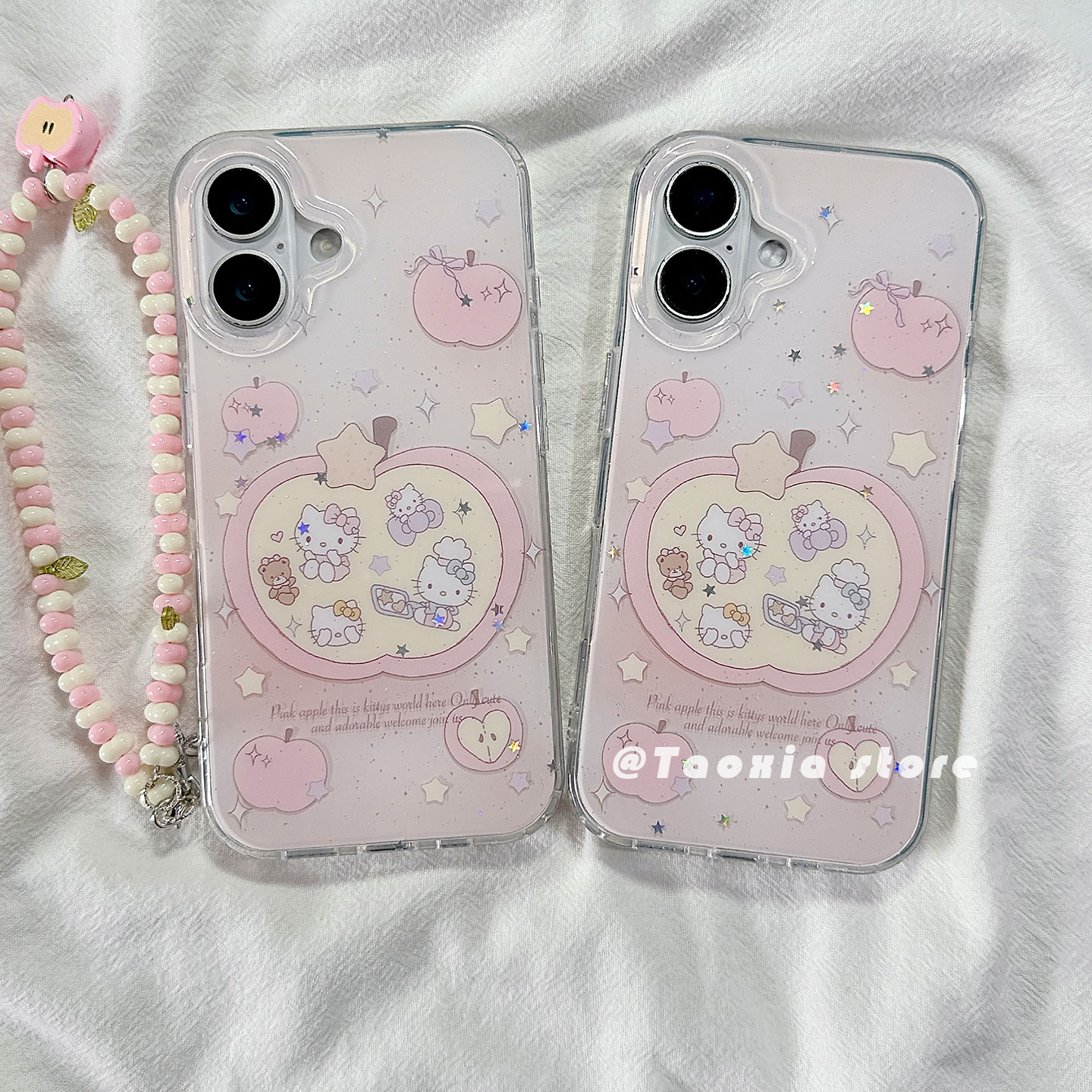 可爱粉苹果Kitty链条适用苹果手机壳iphone17promax高级感13/14卡通硅胶16Pr保护套15新款防摔全包边女款软壳 - 图0