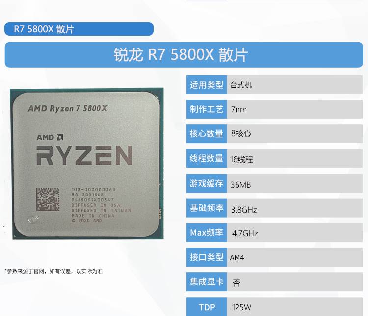 全新 AMD R7 5800x r9 5900x 5950x r5 5600x散片搭配主板cpu-图0