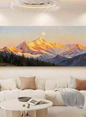 大芬现村代纯手山绘油画日照金客厅饰沙发背景墙装画横幅过道挂画