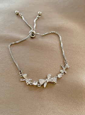 极速镶钻蝴蝶结手链女2022年新款潮精致ins冷淡风W气质送闺蜜手环