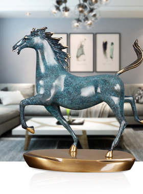 极速美式纯铜手工铜制品铜马v摆件马到成功家居装饰品客厅电视柜