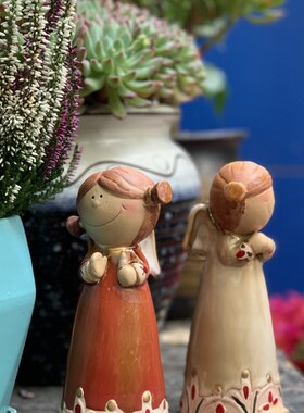 极速美式a乡村陶瓷人物摆件家居饰品客厅酒柜电视柜装饰花园置物